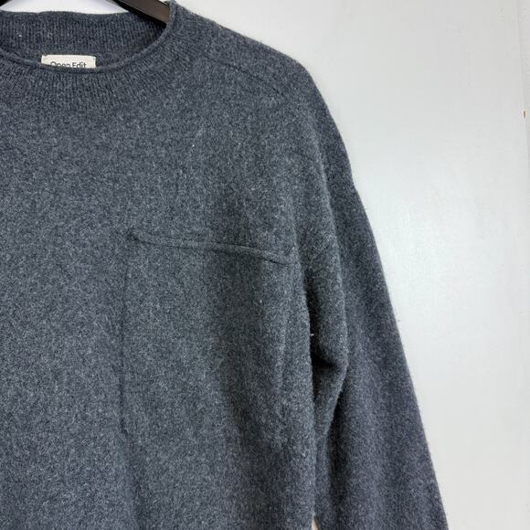 Open Edit Wool Cashmere Pocket Boxy Sweater Gray Womens - L - Picture 2 of 7